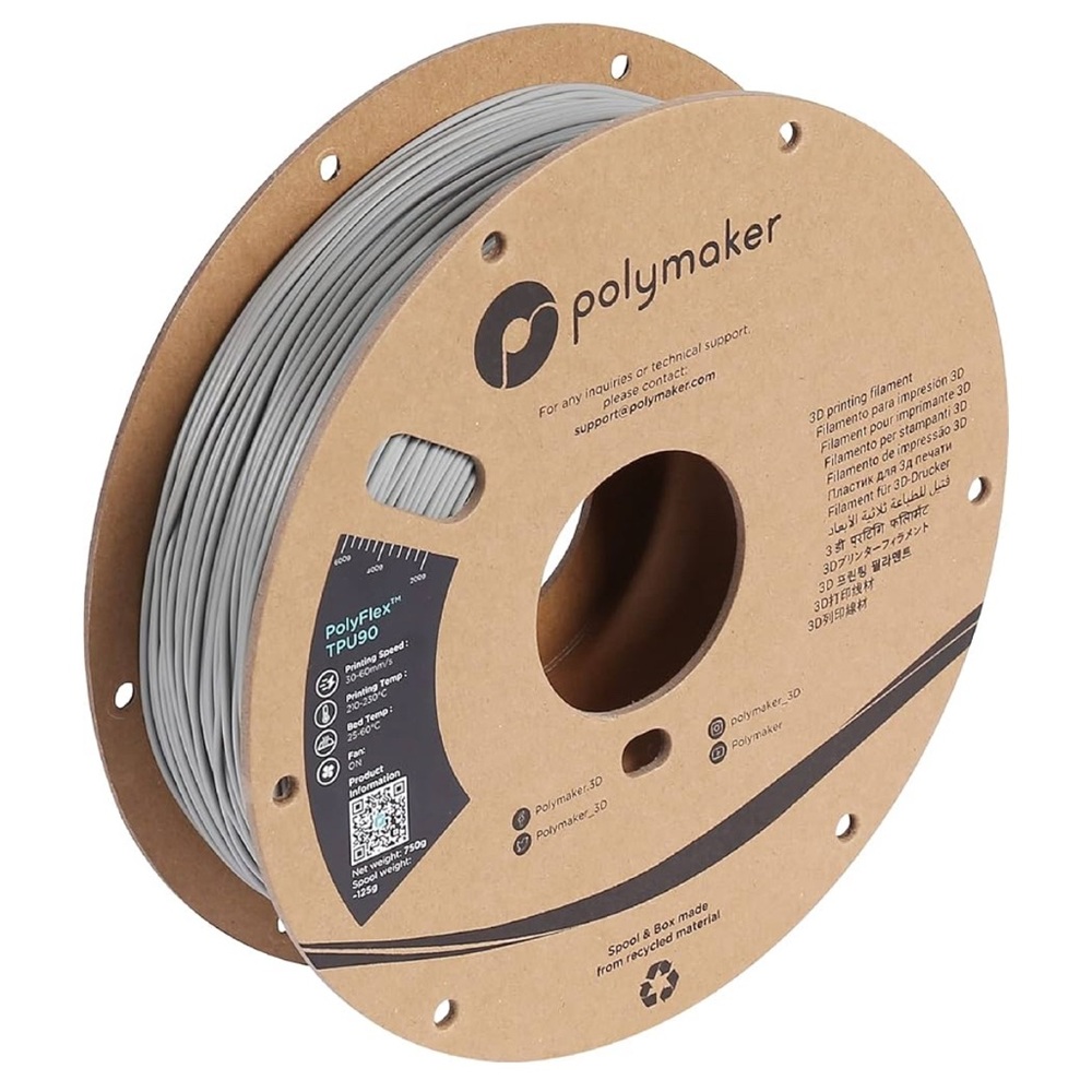 Polymaker PolyFlex TPU90 3D Printing Filament - Grey